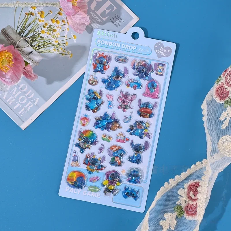 Disney Cartoon Stitch 3D Driedimensionale Jelly Zelfklevende Transparante Sticker Studenten Water Cup Rugzak Decoratieve Sticker