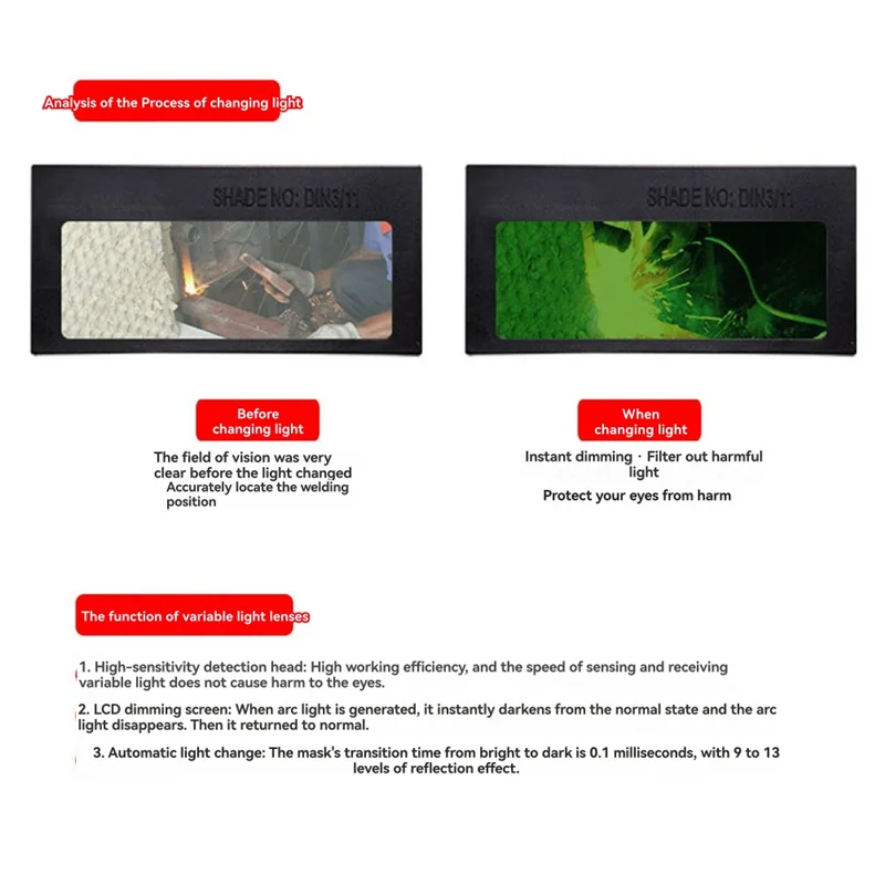 Occhiali per saldatura ad arco AB13-Argon Occhiali per saldatura con oscuramento automatico Raggi anti-UV e anti-alta luce