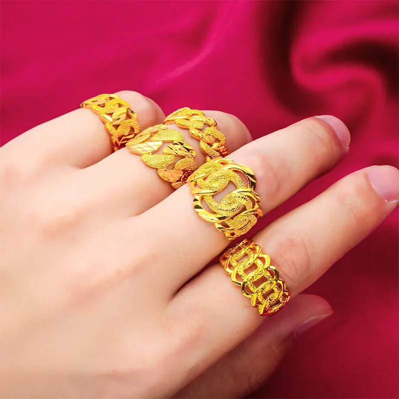 ANIID Ethiopia Dubai Gold Color Arab Rings Resizable For Women Wedding Jewelry African Party Gift Nigerian Jewellery