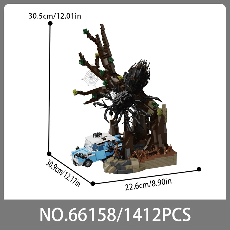 Creativiteit Giant Spider Chase Auto Bouwstenen Kit Bos Ontsnapping Scène Bricks Sets Home Decoraties DIY Speelgoed voor Kinderen Gift MOC