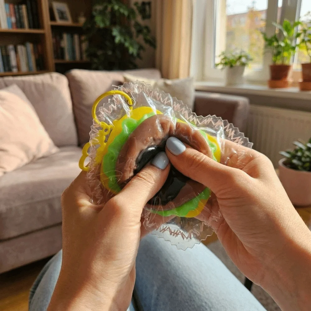 Quick Rebound Hamburger Squeeze Keychain Simulated Food Super Soft Realistic Food Pinch Squishy Elastic Fidget Daily Use