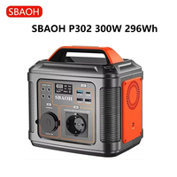 SBAOH P302 300W 296Wh Portable Power Station Generator Quick Charge 230V AC Sockets DC Ports and LED Torch for Travel Camping