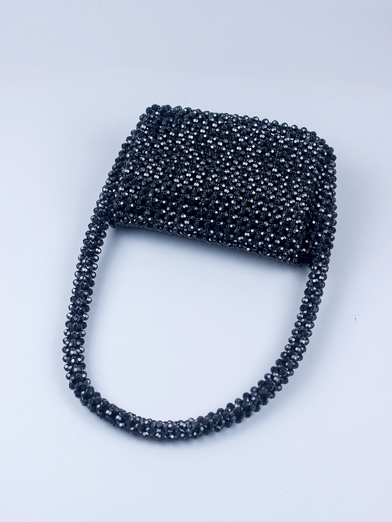 New Black Acrylic Corner Beads U-shaped Handle Women\'s Dinner Handwoven Fashion Shoulder Bag