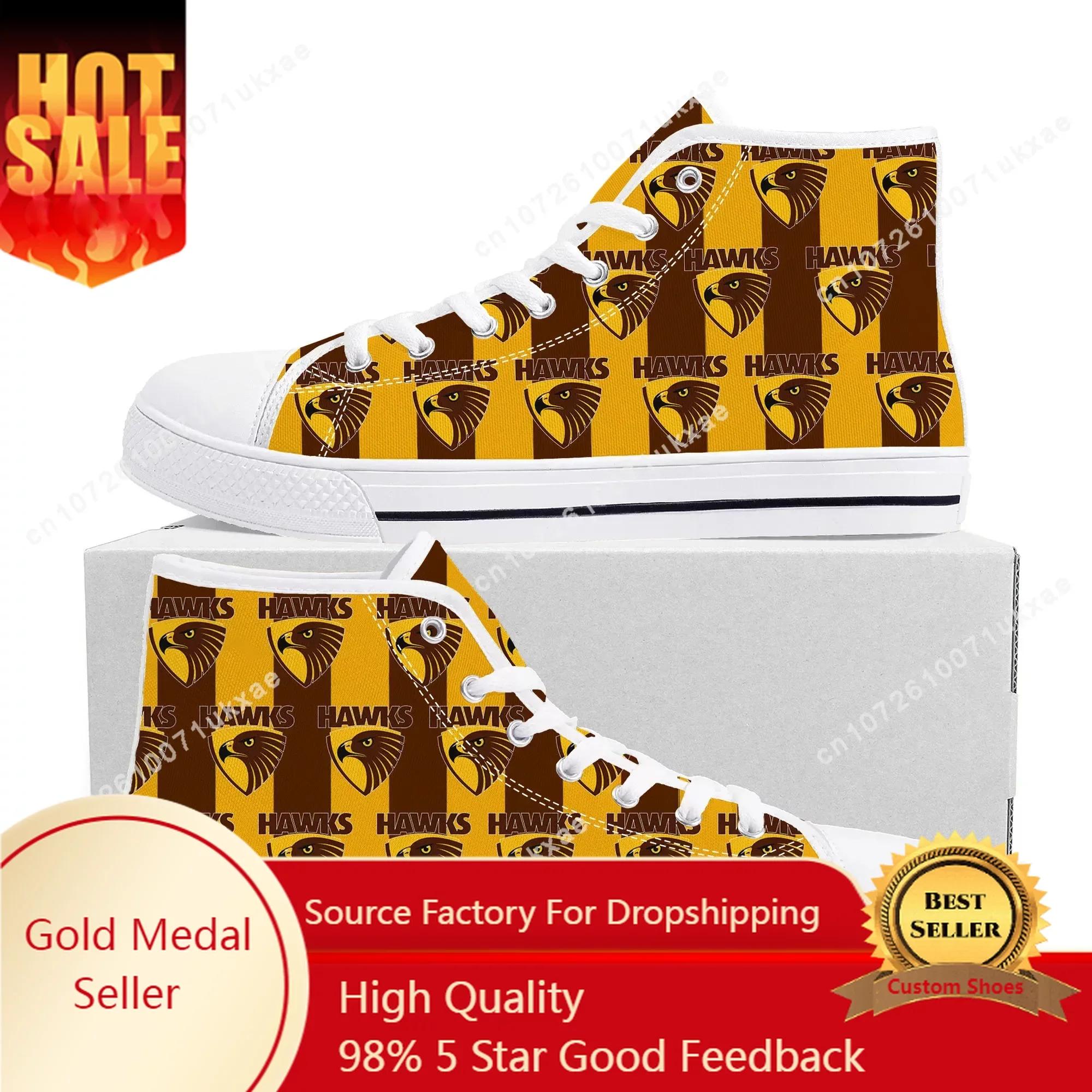 

Hawthorn Australian Football High Top Sneakers Mens Womens Teenager High Quality Canvas Sneaker couple Shoe Casual Custom Shoes