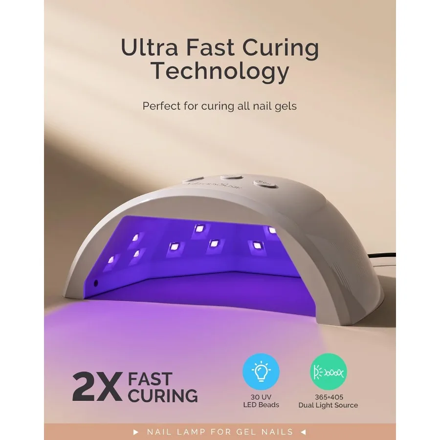 UV Nail Lamp Plus30F UV Light for Gel Nails with LED Nail Dryer Function 3 Timer Settings Smart Sensor Technology LCD Display S