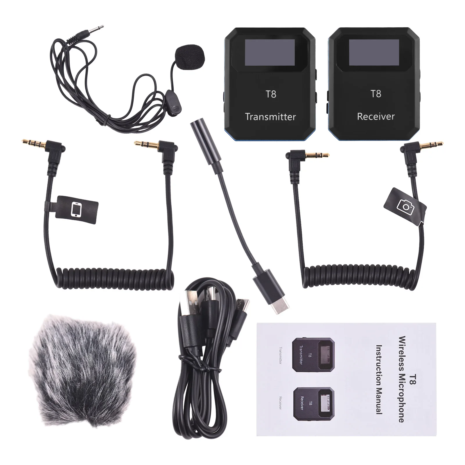 2.4G نظام الميكروفون اللاسلكي Lavalier ميكروفون جهاز ريسيفر استقبال وإرسال المدمج في رقاقة الحد من الضوضاء خفيفة للغاية طوق كليب #1