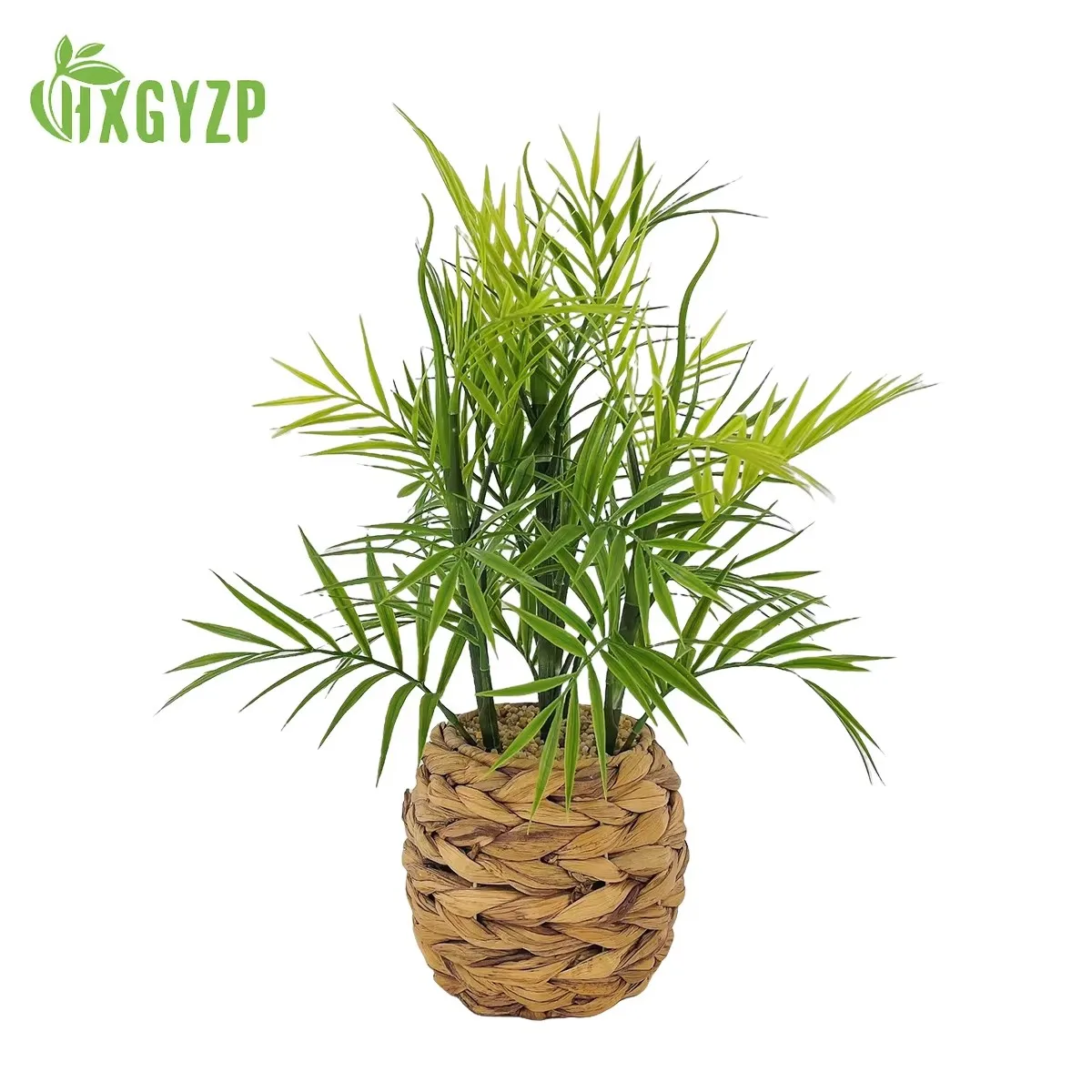 

Искусственные растения в горшках, имитация бамбуковых пальмовых листьев с тканой корзиной, домашний декор, сад, офис, в помещении, на открытом воздухе, искусственное растение