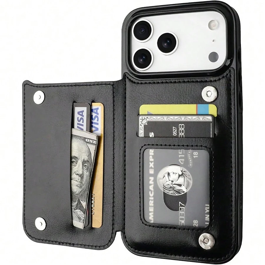 This Wallet Case Is Made for Iphone 17, 16, 15, 14, 13, 12 Pro/Pro Max/Plus/Air and for Samsung for Galaxy S22, S23, S24, S25 Plus/Ultra It Includes a Card Holder, Is Made from Faux Leather, Has a Kickstand, Card Slots, a Double Magnetic Clasp