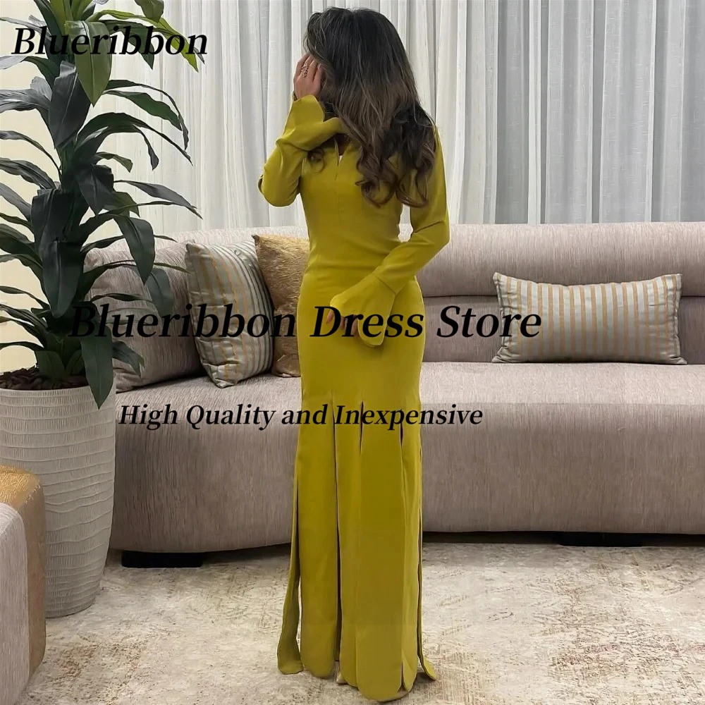 

Blueribbon Саудовская Аравия Пром платья с длинными рукавами Вечернее платье по индивидуальному заказу с боковыми разрезами Специальные вечерние платья Des Noches