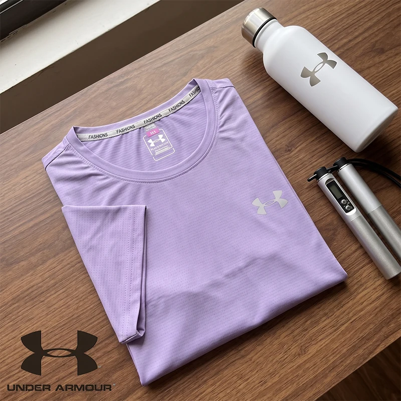 T-shirt Under Armour pour femme en soie glacée à séchage rapide, rafraîchissant, soyeux, respirant, extensible, à manches courtes, pour le fitness, l'entraînement, décontracté, été