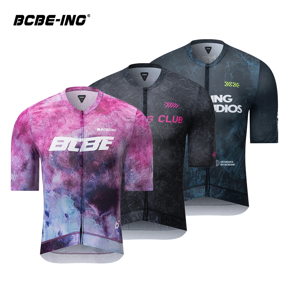 BCBE-ING Maillot de Ciclismo de Manga Corta Ligero para Verano, Corte de Competición, Secado Rápido, Tejido Transpirable, UPF50+, Maillot Ciclismo Hombre