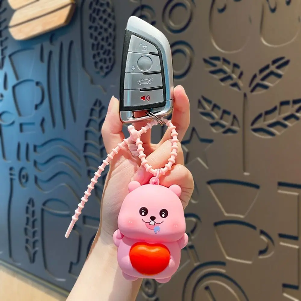 Cute PVC Cartoon Animal Squeeze Toys Cartoon Gift Relief Relax Toys Soft Bag Keyring