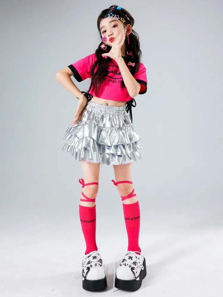 Jazz-Tanz-Outfit für Mädchen, Hip-Hop-Street-Dance-Kostüm für Kinder, Bühnenbekleidung im Kpop-Girl-Group-Stil, süß, cool, scharf – Detail 6
