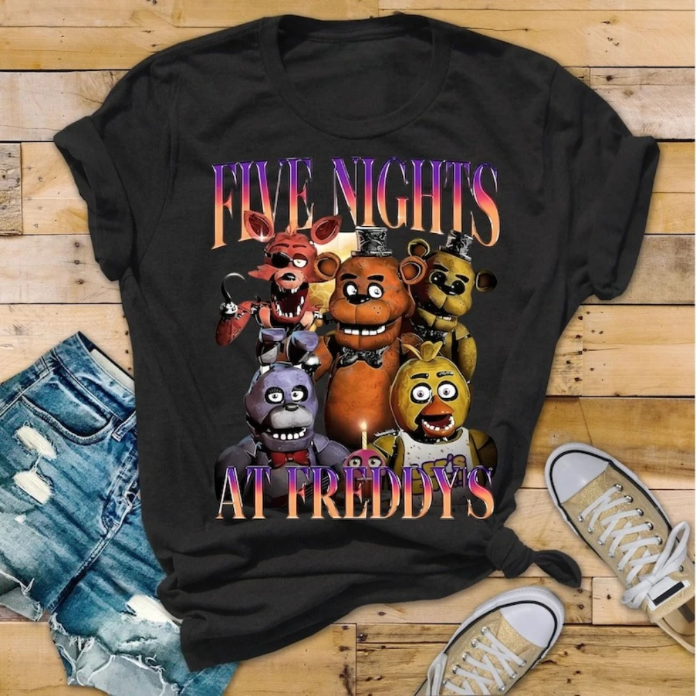 Five Nights At Freddy's T-shirt FNAF T Shirt Horror Game Woman Man Cotton Cartoon Graphic T Shirts O-neck Streetwear Tops Tee