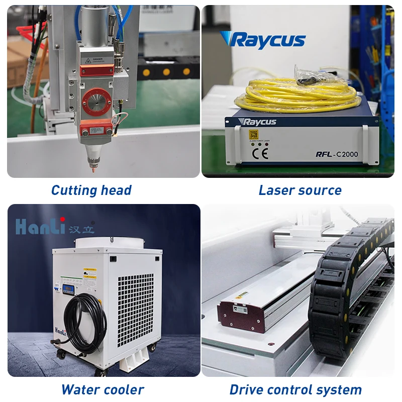2000 W Faserlaserschneider aus Kohlenstoffstahl, Edelstahl, Blech, kleines Rohr