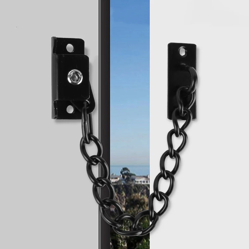 Detachable Door Chain Limiter Stainless Steel Window Lock Buckle Child Safety Anti-theft Lock Multi-Function No Punch/Punch Lock
