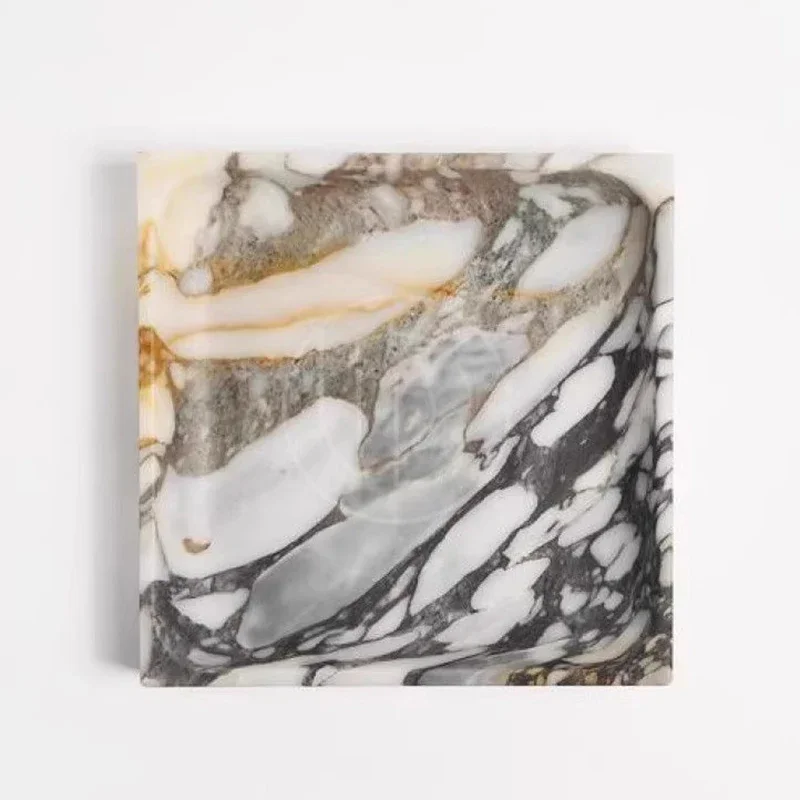 Light Luxury Style Bulgari Marble Ornaments Living Room Desktop Art Decoration Tray Fruit Snacks Service Plate Jewelry Display