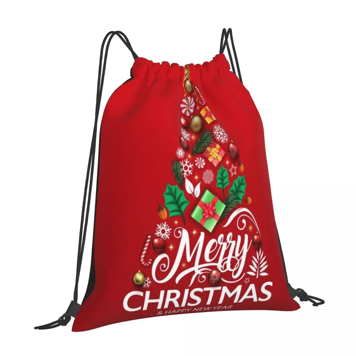 Vrolijk Kerstfeest Santa Claus 2064 Trekkoord Tas Rugzak Schooltas Trendy Schoentas Kids Trekkoord Tas