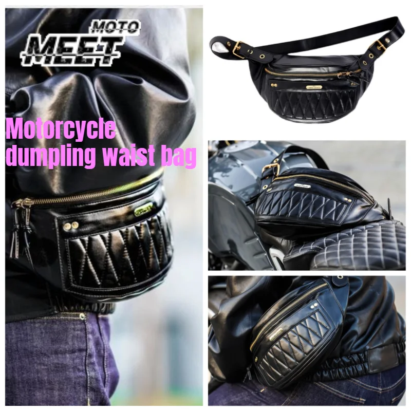 Waterproof Vintage Motorcycle Biker Chest Bag Large Multi-Pocket Dumpling Waist Pack Durable Belt Organizer for Motorbike Riding