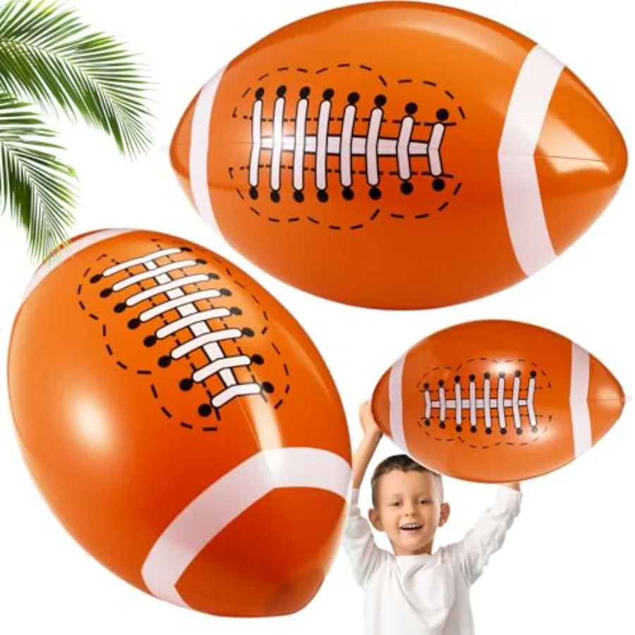 

2 Pack 20 Inch Inflatable, Blow up Football Decorations, Party Favors for Summer Swimming Pool Beach Game