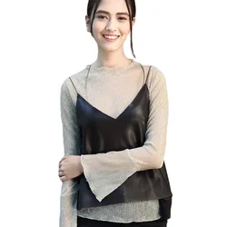 Leather Jacket Women New Spring Autumn Sexy  Irregular  Vest Top  V Neck Sleeveless Sling Loose  4XL Y199