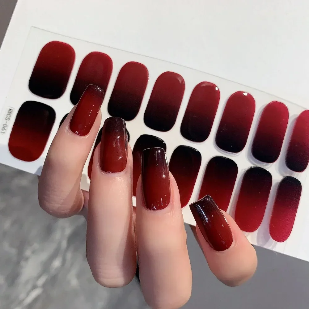 16Tips Fashion Gradient Nail Sticker Nail Art Stickers Self-Adhesive Simple Full Nail Wraps French DIY Nail-Art Making