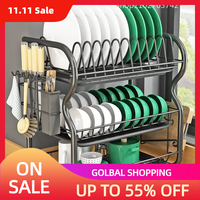 Cutlery Rack Stainless Steel Drying Rack Bowl Dish Draining Shelf  Kitchen Organizer 3 Tiers Dish Drainer Dryer Tray Holder