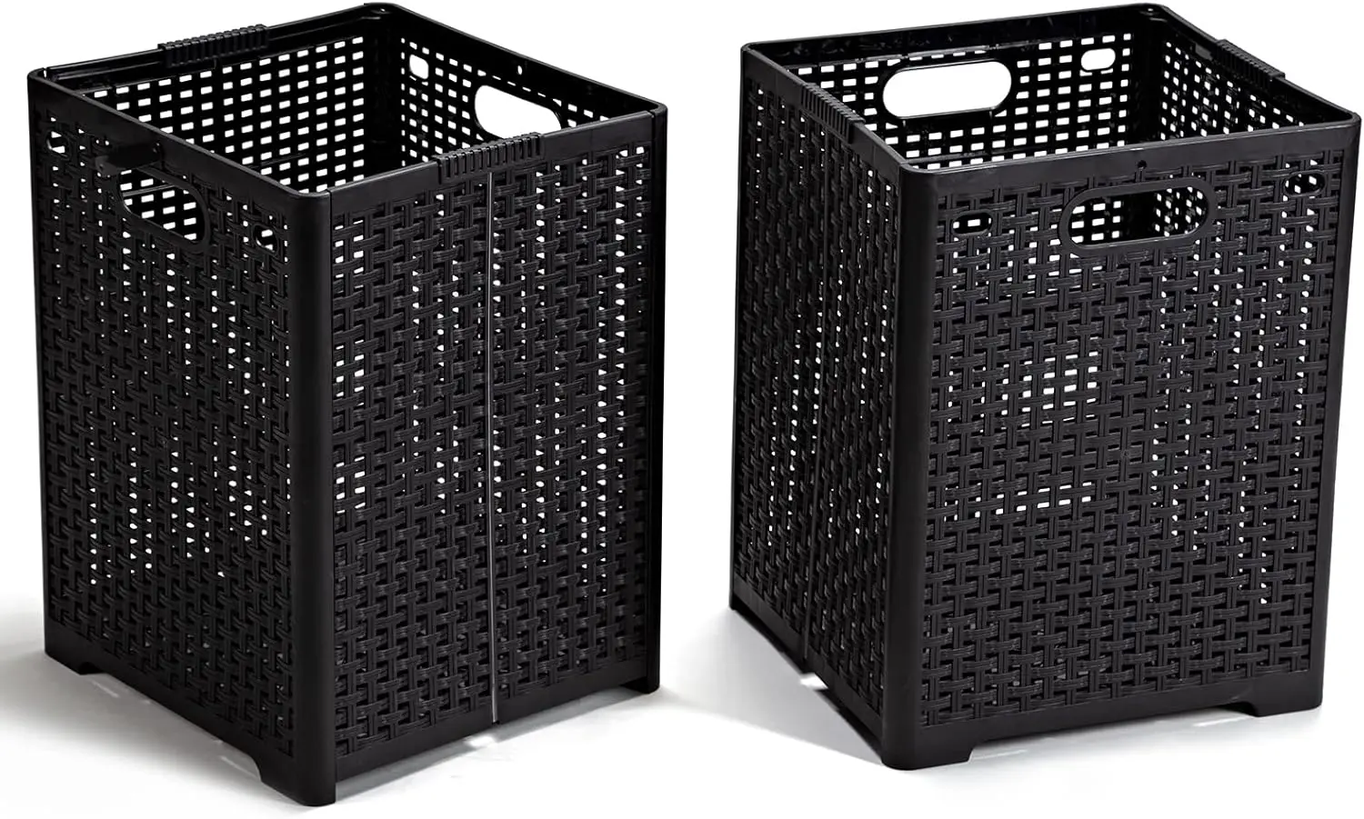 

42L Collapsible Plastic Laundry Baskets,Foldable Laundry Hamper,Pack of 2 (Black)