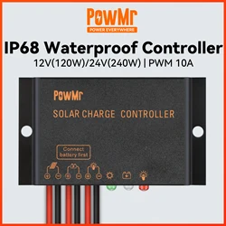 PowMr IP68 Waterproof PWM Solar Charge Controller 10A 12V 24V Battery Regulator Max Panel Power 240W Voltage 41V