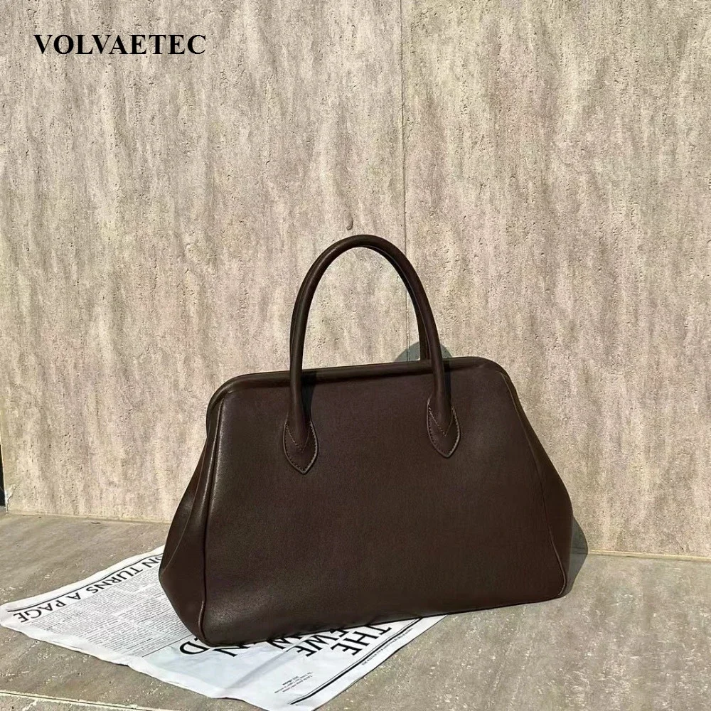 

VOLVAETEC новая сумка-мессенджер из воловьей кожи растительного дубления, нишевая кожаная сумка в стиле ретро с зажимом для сома, универсальная женская сумка-мессенджер на одно плечо