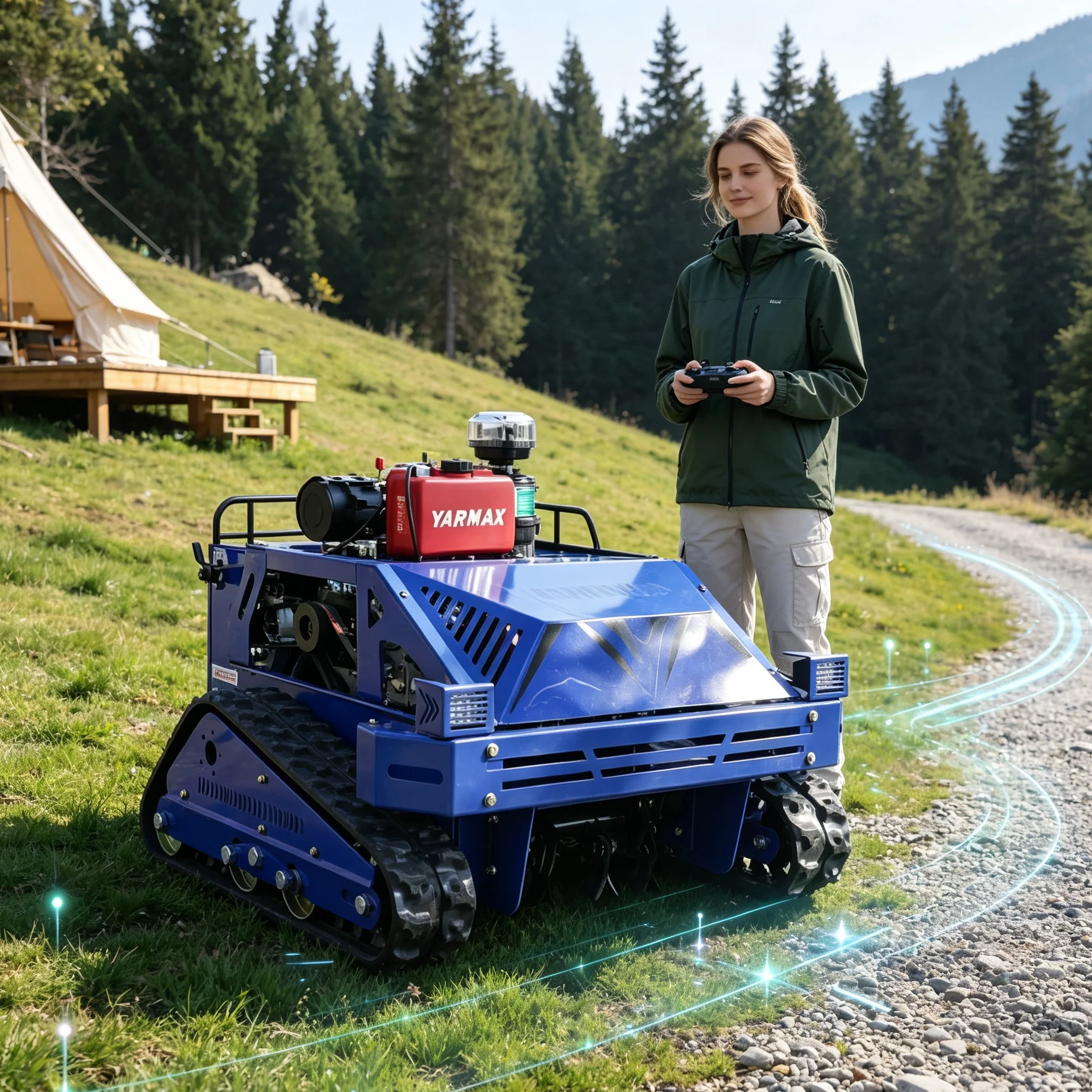 Customized Steep‑Slope Vineyard 550S Wireless Lawn‑Mowing Robot, Premium Blue Body, Industrial Wireless Remote Can Be Installed