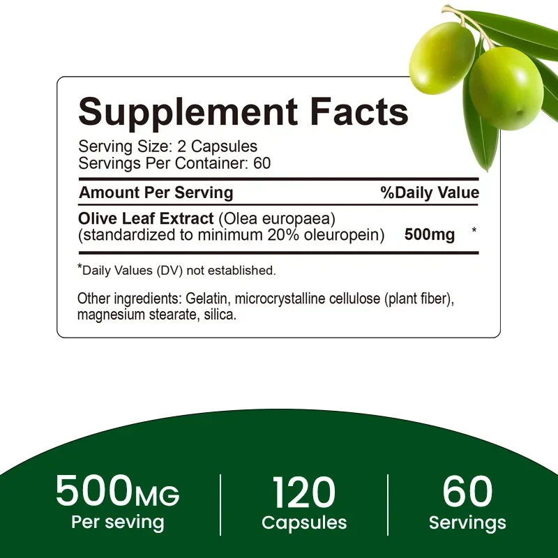 Olive Leaf Extract - 20% Oleuropein Antioxidant Heart Health Blood Pressure Support