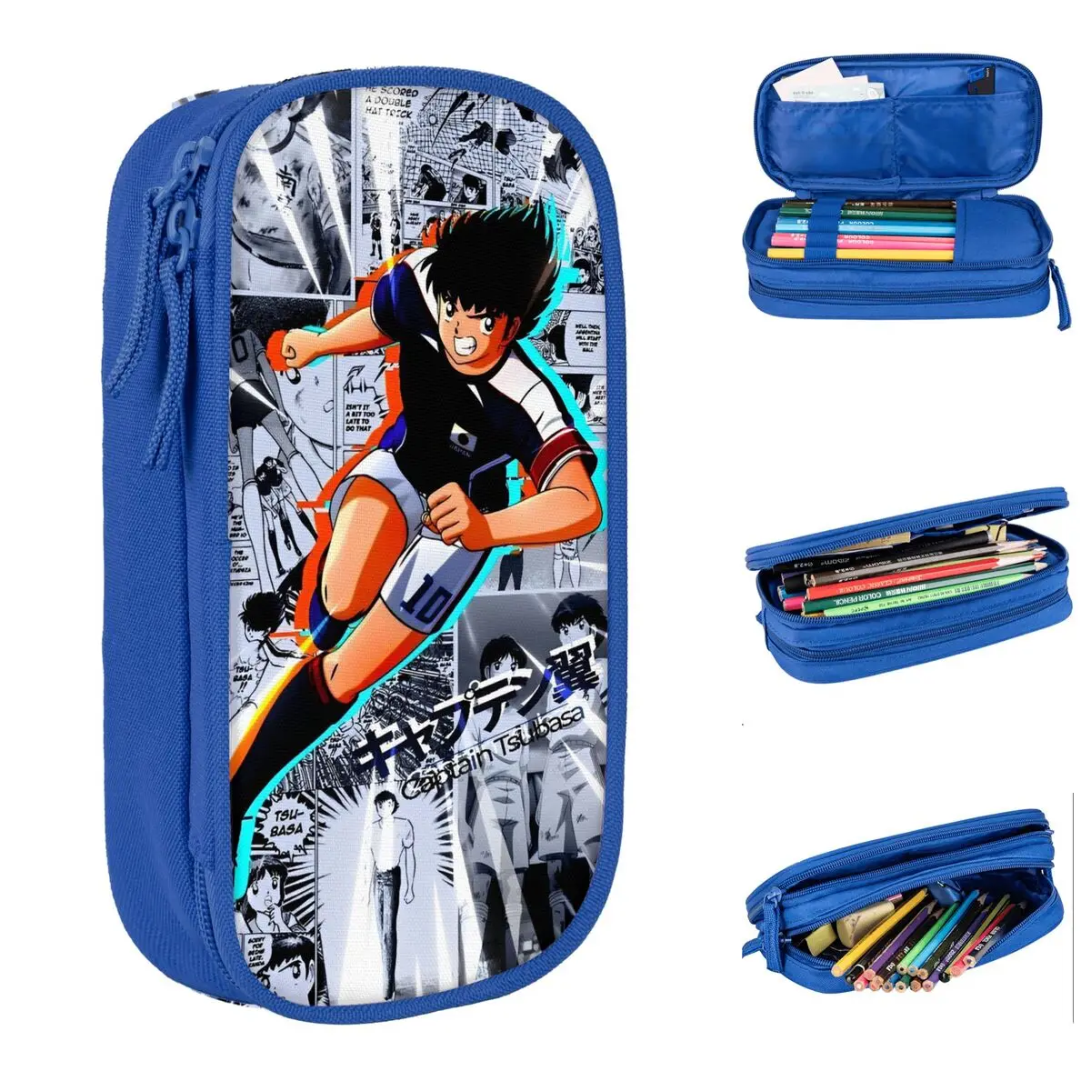 Cute Anime Captain Tsubasa Pencil Case Pencil Box Pen Box for Girl Boy Large Storage Bags School Supplies Gifts Stationery