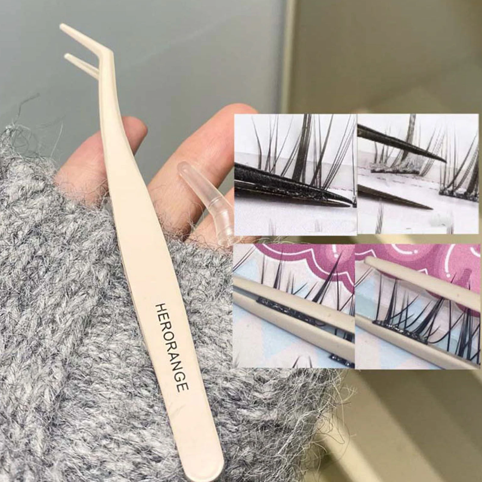 Stainless Steel Eyelash Tweezers Multifunctional Tweezers Grafting False Eyelash Patches False Eyelash Aids Portable Tweezers