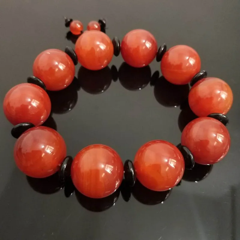 Natural Agate Round Beads Single Ring Bracelet Simple Joker Jade Bracelet for Men and Women