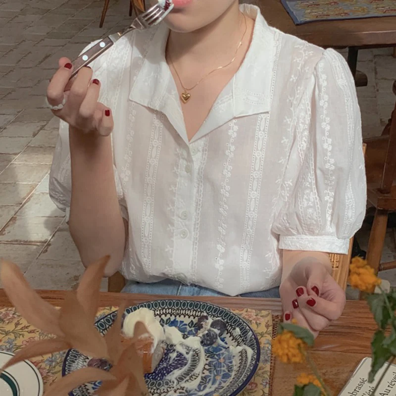 

Sweet Sle ort Sve V-Ne Floral irt Women's Vintage Summer Freins Doll Top Casual Versatile Floral Print Blouse