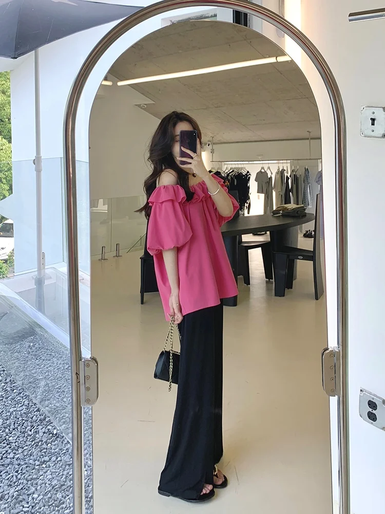 

MMENGJA Летняя женская блузка на одно плечо «Сладкие ягоды» с эффектом «сладко-соленой» гаммы и оттенком белой розы, для узкого круга покупателей