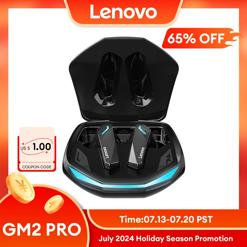 

Lenovo Original GM2 Pro Bluetooth V5.3 Wireless Headphones HiFi Sound Low Latency Earbuds HD Call Dual Mode Gaming Headset