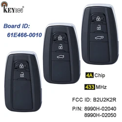 KEYECU 433MHz 4A Chip FCC ID: B2U2K2R Board: 61E466-0010 8990H-02040 Smart Card Remote Key Fob for Toyota Corolla 2019 2020 2021