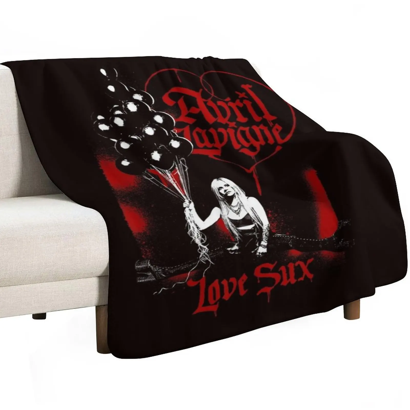 official avril lavigne love sux balloons Throw Blanket Cozy Throw Blanket for Bed Sofa Chair