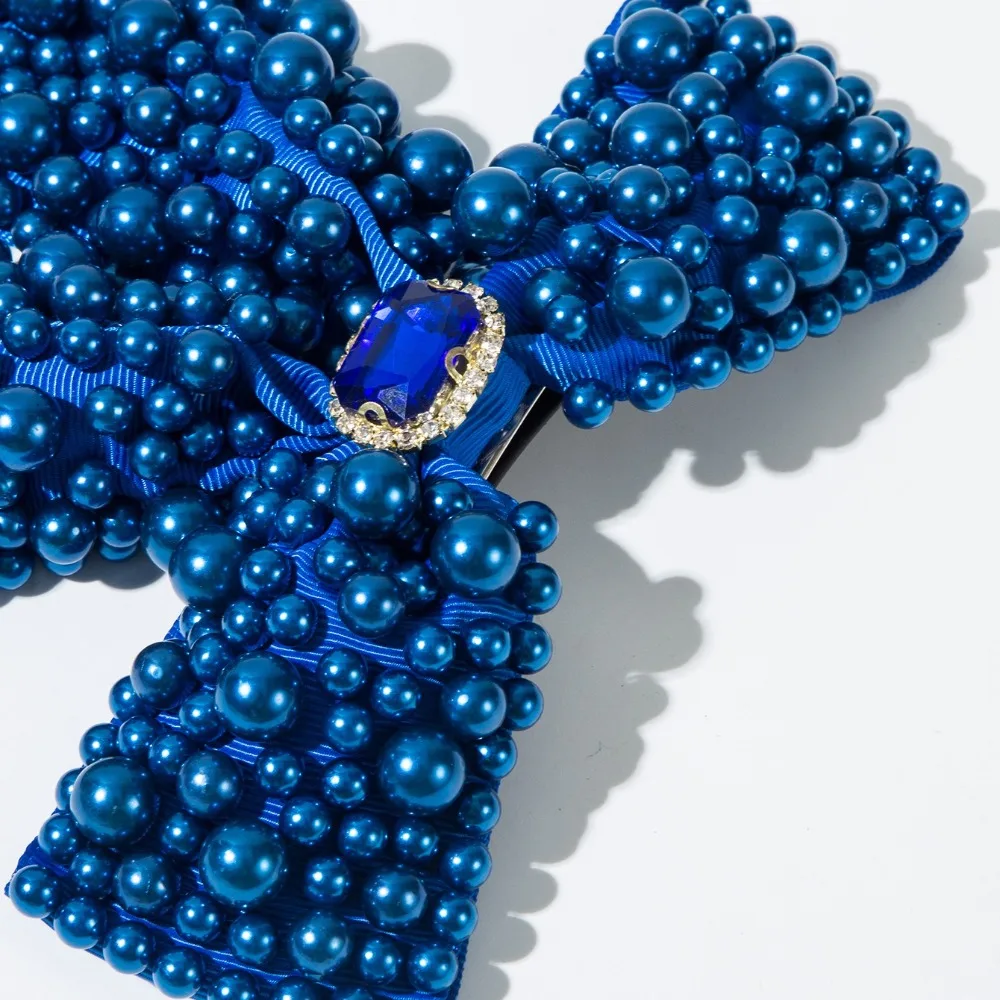 

Elegant Sweet Pearl Bow Hair Clips Hair Jewelry Fashion Ribbon Bow Barrette Beading Heavy-duty Beads Bowknot Hairpin Bridal