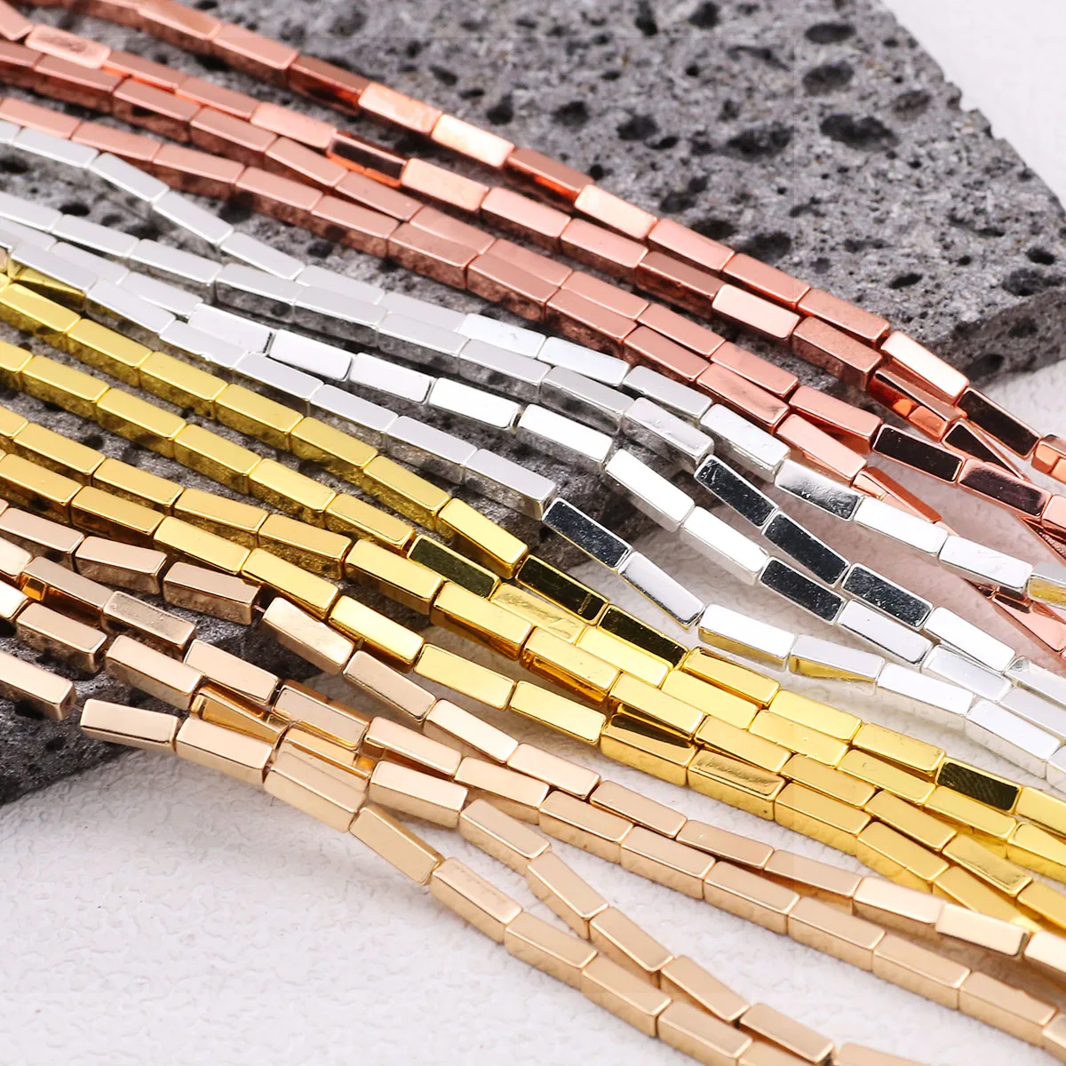 Silvery Straight Hole Polished Square Hematite Spacers Loose Beads For Jewelry DIY Handmade Necklace Bracelet Accessorie 4/6/9mm