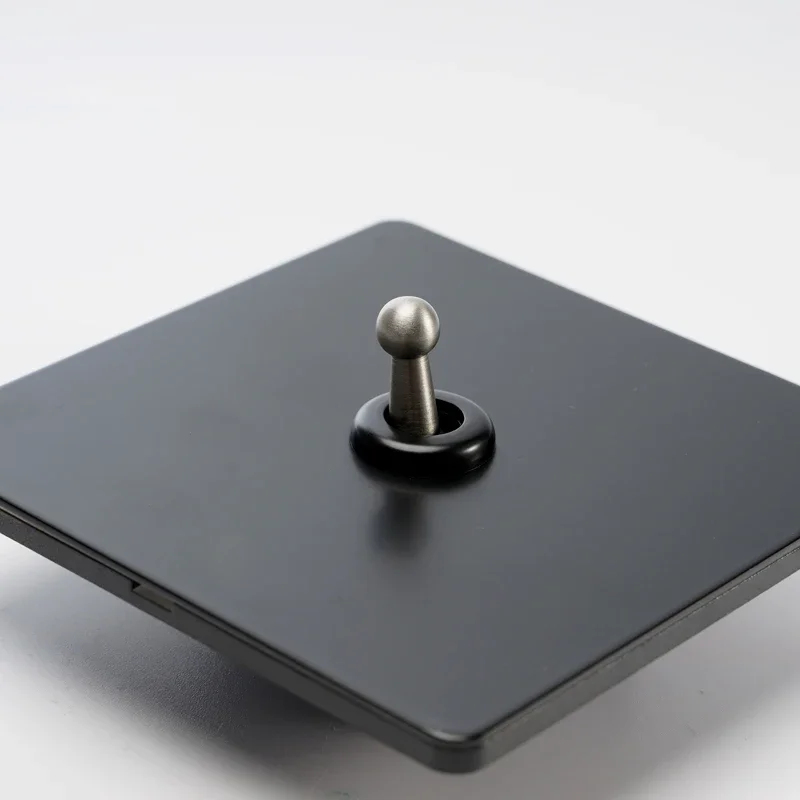 

High Quality Silver Lever Wall Toggle Switch 1-4 Gang 1 Way 2 Way Black Stainless Steel Panel Wall Light Switch USB EU Socket