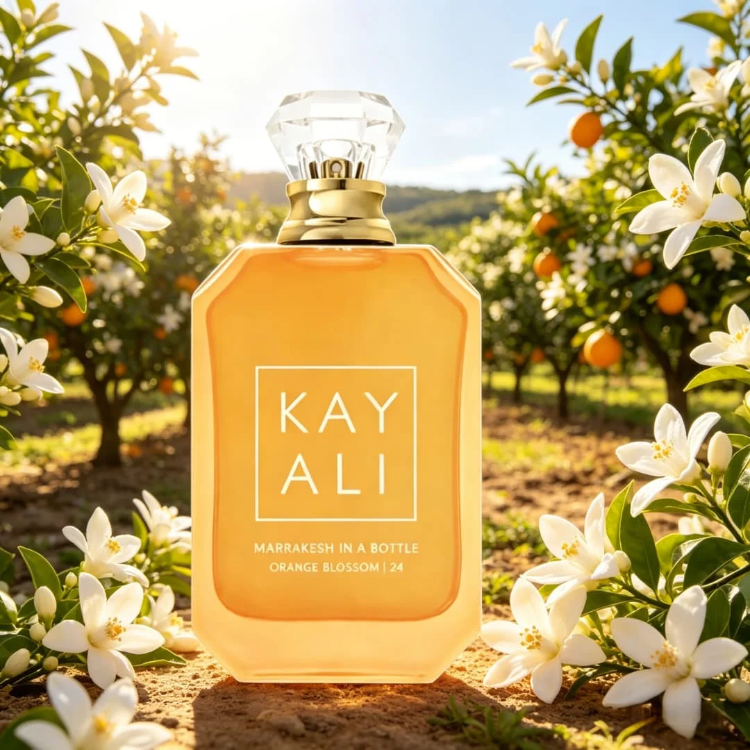 Kayali Marrakech Flor de Azahar No. 24 perfumes neutros de aroma intenso, tono de miel y ámbar con flor de naranja, fragancia brillante de flor de naranja, fu