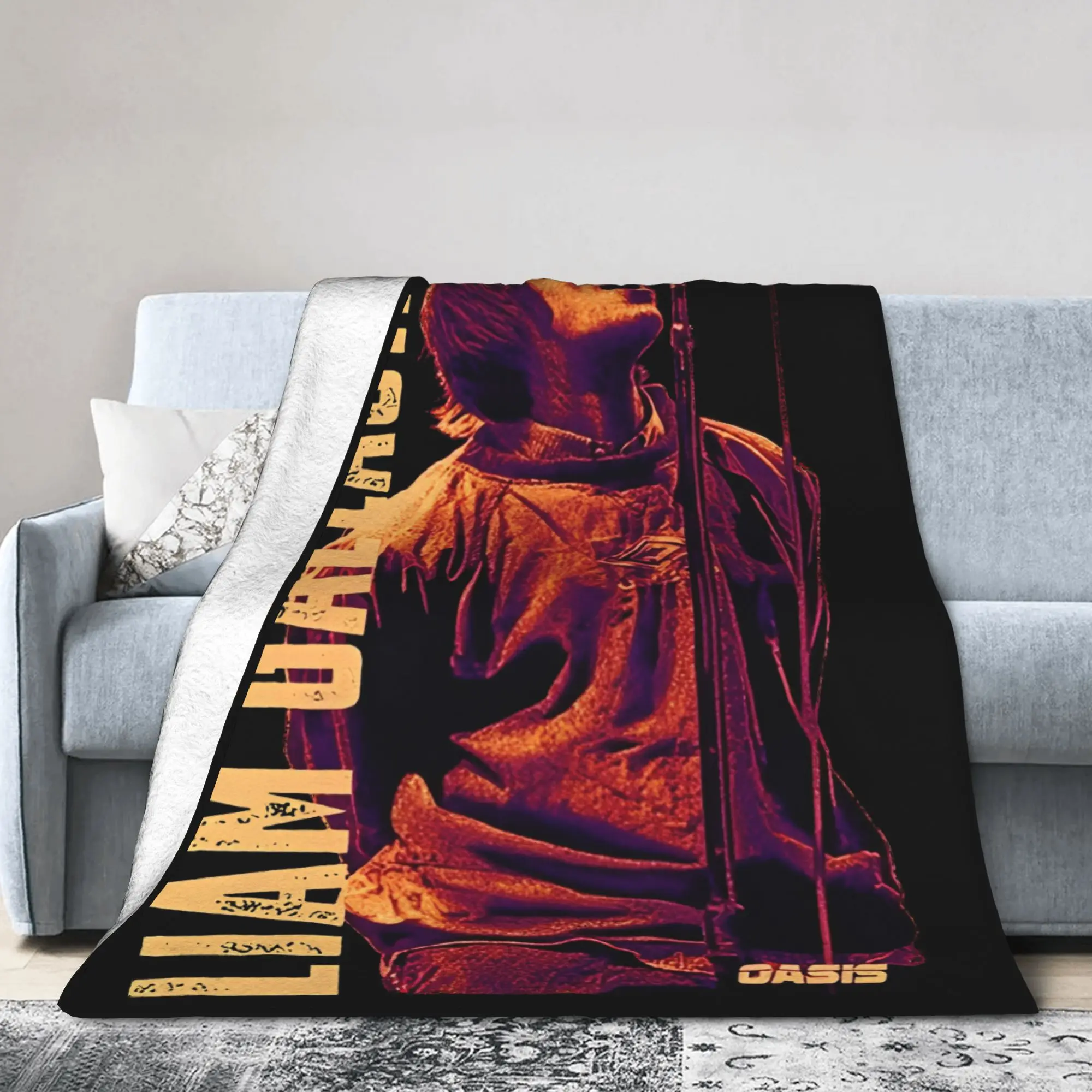 Liam Gallagher O-oasis Metal Music Band Coral Fleece Plush Throw Blanket Blanket for Bed Couch Lightweight Bedspread