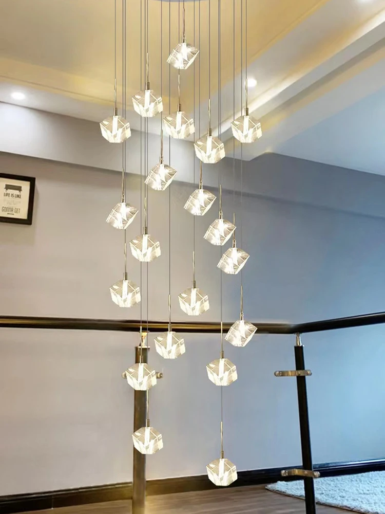 Plafonnier led en cristal K9 au design nordique moderne, éclairage d'intérieur, luminaire décoratif de plafond, idéal pour un loft, un salon, des escaliers ou une salle d'exposition