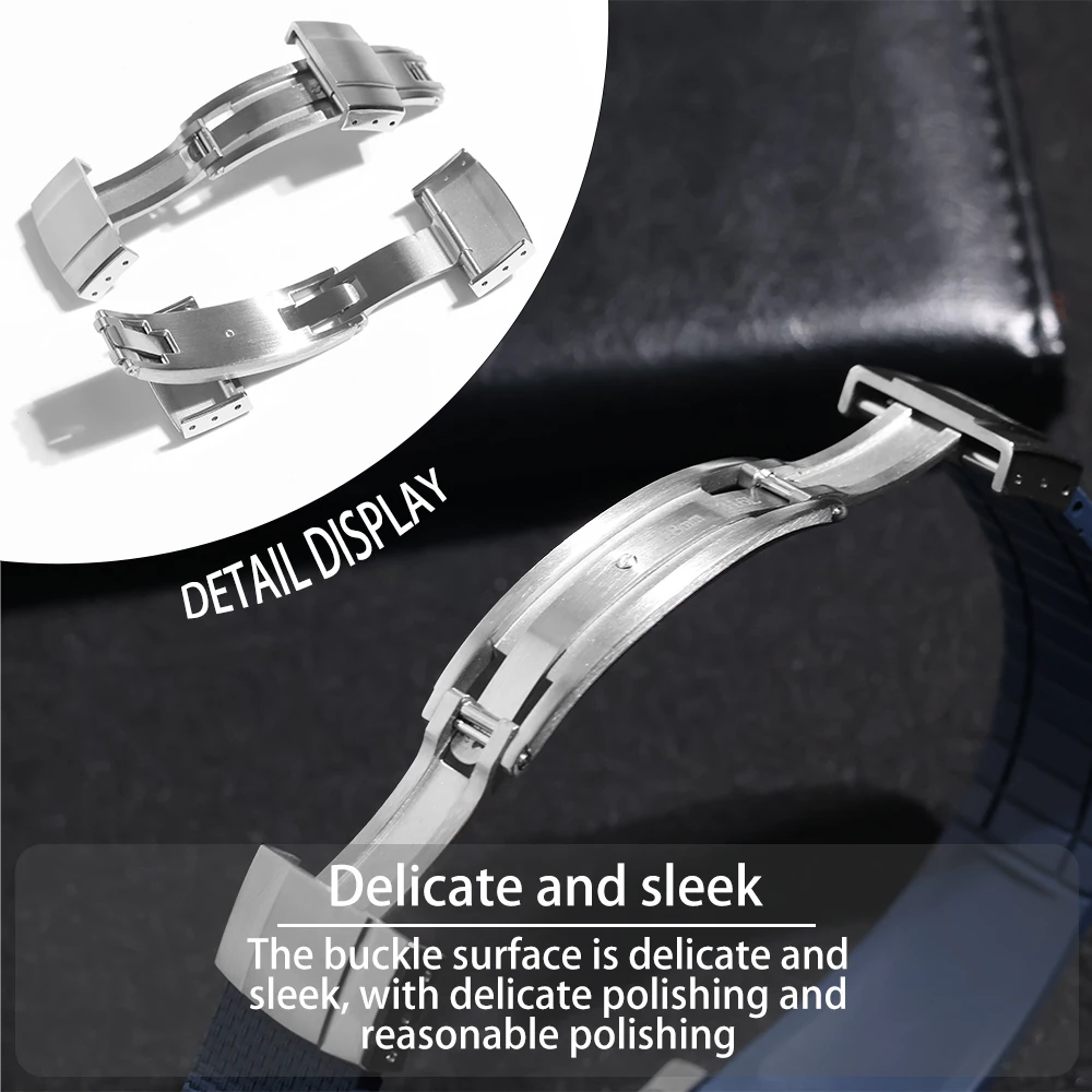 Premium Linen Texture FKM Rubber CTS Watch Strap with Equipped with Quick-Release  FKM Watch Bands Fit For Rolex Cartier Sekio