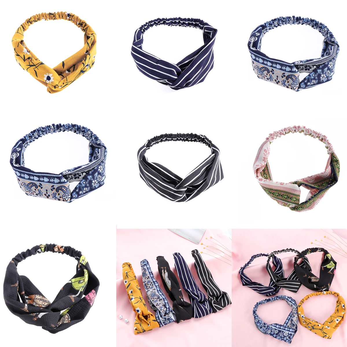 

Elastic Chiffon Ribbon Women Hairband Headbands Cross Style Soft Lightweight Breathable Sweat Absorption Hairstyle Accessories