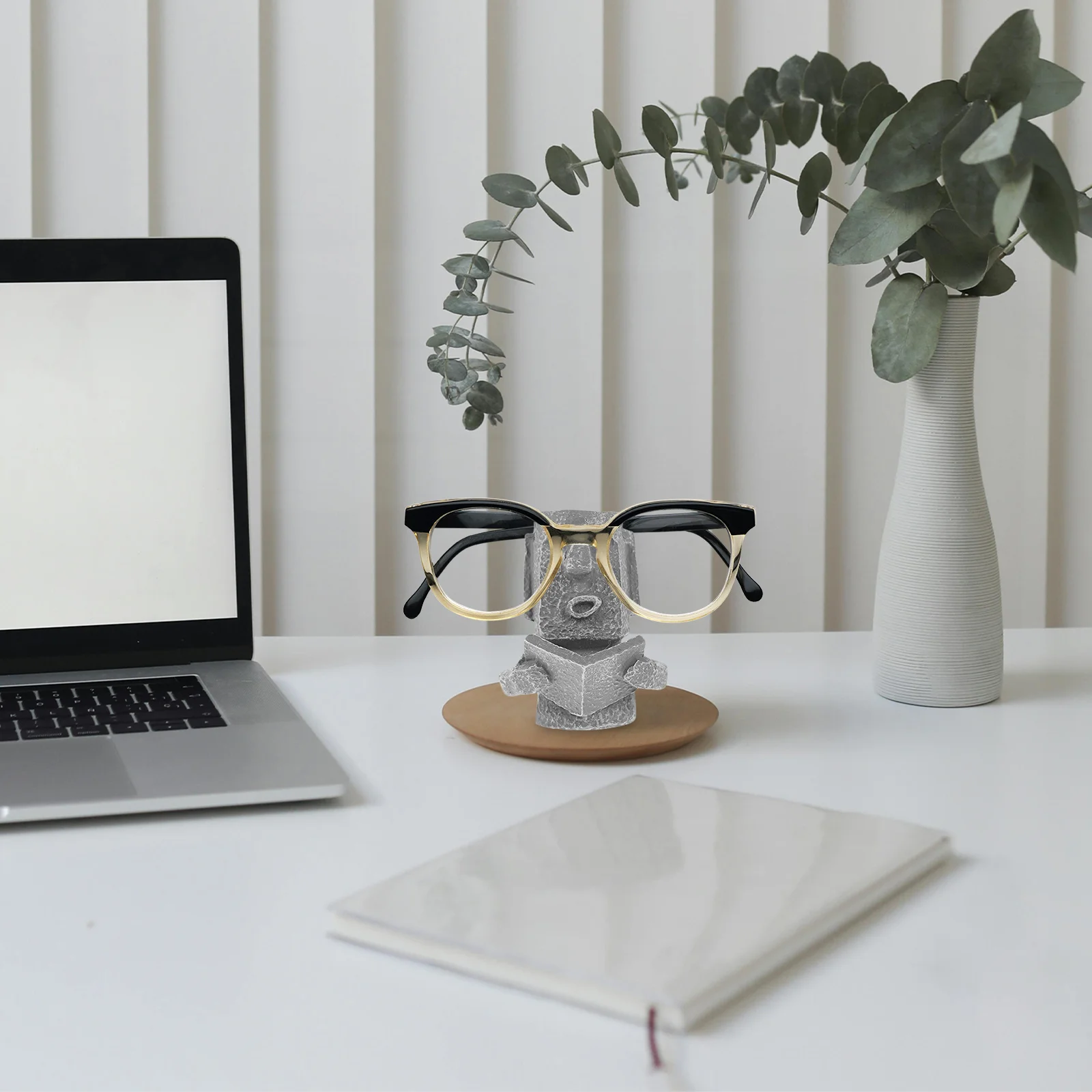 تمثال سطح المكتب حامل القلم الراتنج النظارات حامل حامل سطح المكتب القلم رمادي القارئ موي هدية ديكور #2