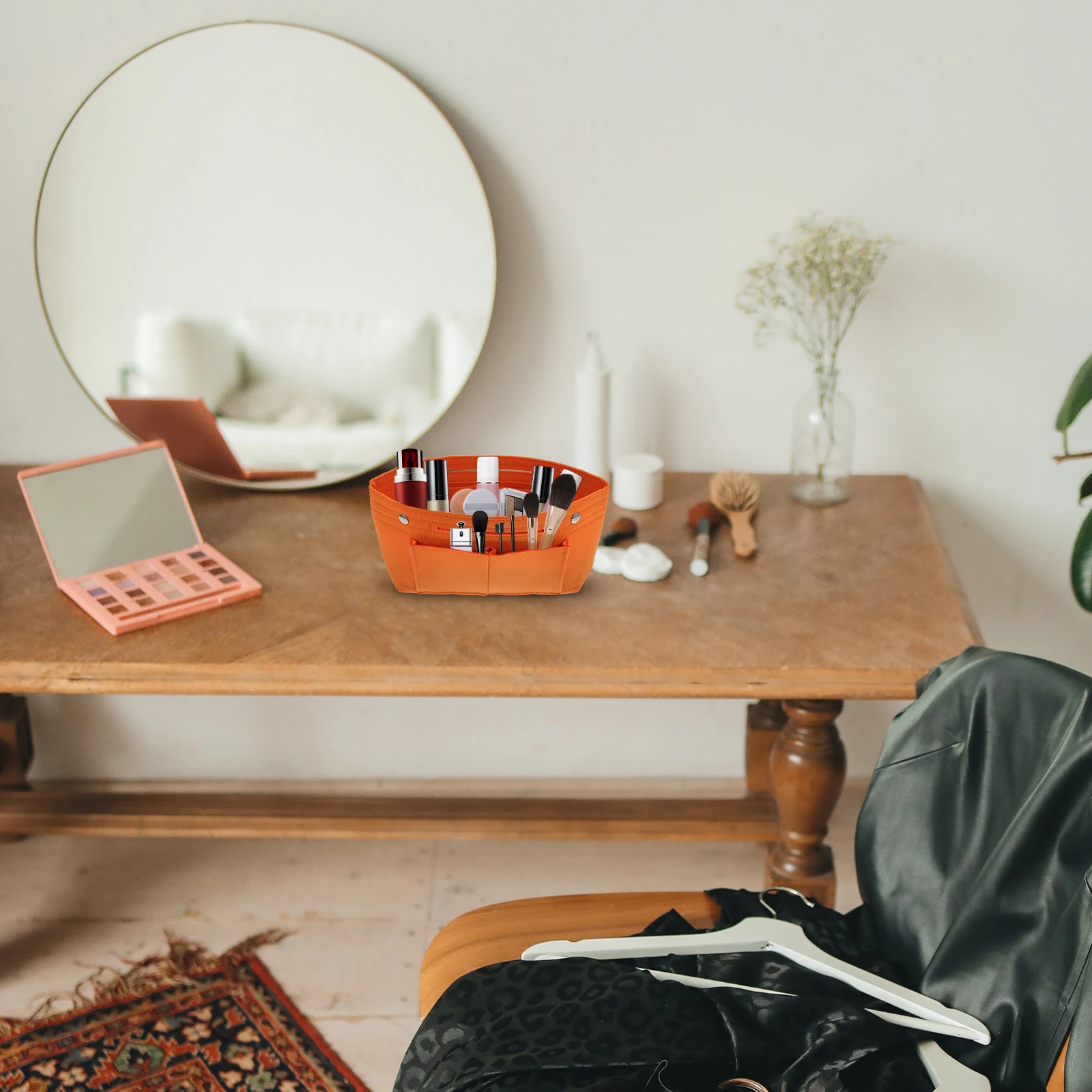 

1pc Large Capacity Felt Liner For Handbag Multi-Pocket Storage Bag Inner Organizer Foldable Makeup Bag Sundries Pouch